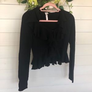 Aqua 💯 cashmere ruffle peplum style cardigan